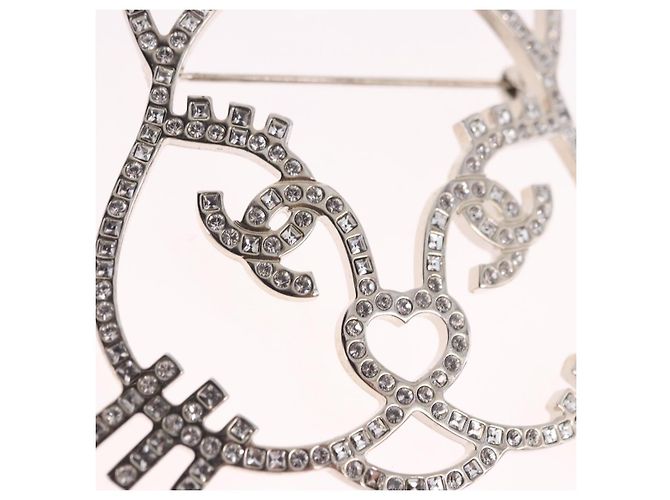 Spilla CHANEL metallo Silver tone CC Auth 189215M - vista 5