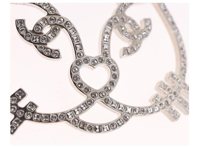 Spilla CHANEL metallo Silver tone CC Auth 189215M - vista 6