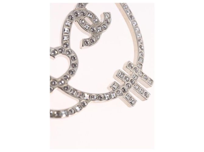 Spilla CHANEL metallo Silver tone CC Auth 189215M - vista 7