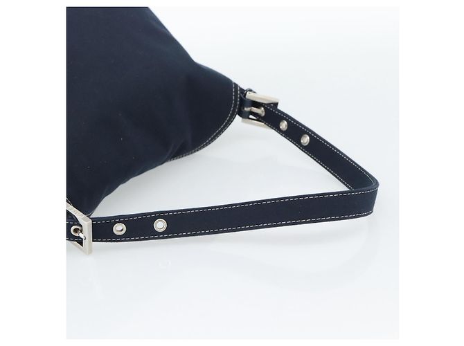 Borsa a tracolla FENDI Mamma Baguette in tela blu navy e argento Auth 187955V - vista 7