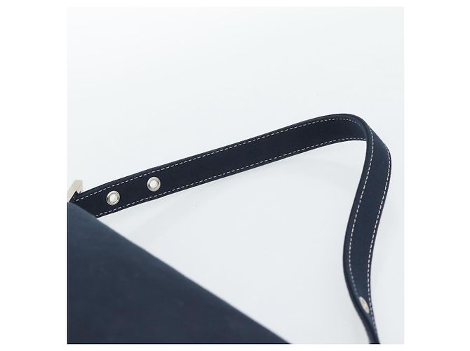Borsa a tracolla FENDI Mamma Baguette in tela blu navy e argento Auth 187955V - vista 8