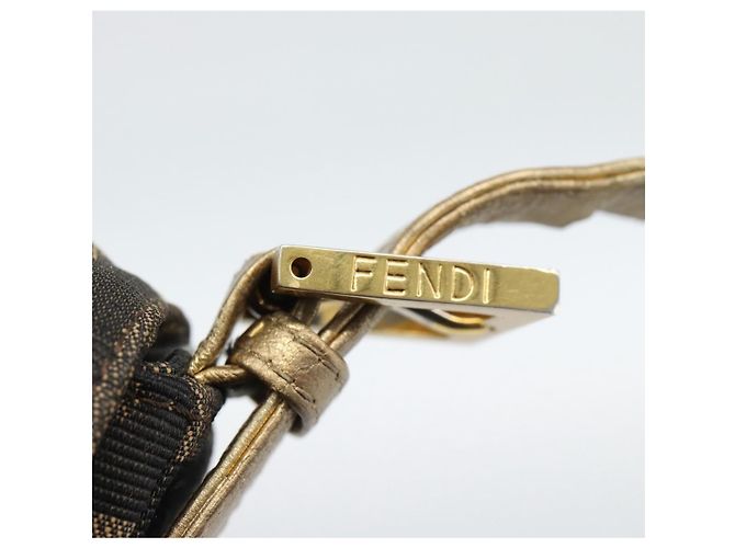 FENDI Zucca Canvas Mamma Baguette Shoulder Bag Black Gold Brown Auth 187451SM Marrone Nero D'oro - vista 10