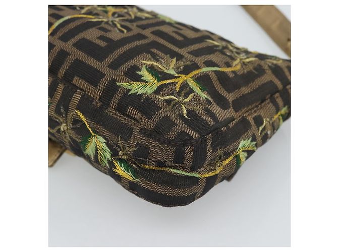 FENDI Zucca Canvas Mamma Baguette Shoulder Bag Black Gold Brown Auth 187451SM Marrone Nero D'oro - vista 15