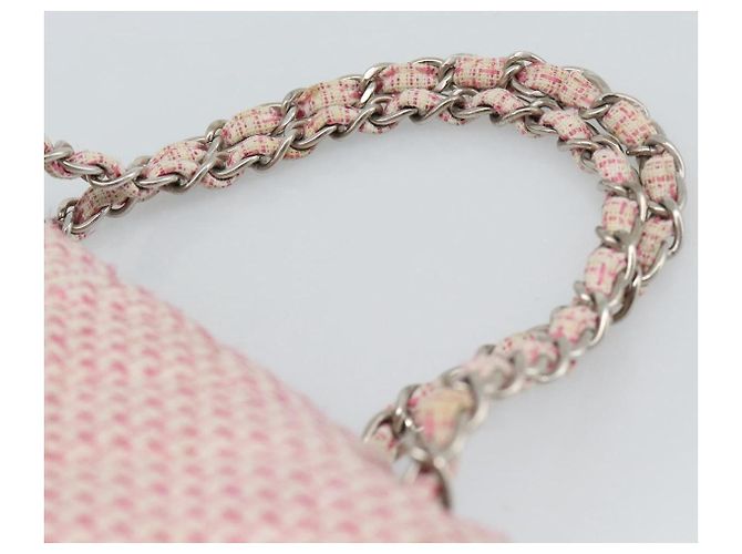 CHANEL Matelasse Chain Shoulder Bag Canvas Pink Silver CC Auth 188723V Argento Rosa - vista 14