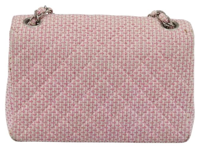 CHANEL Matelasse Chain Shoulder Bag Canvas Pink Silver CC Auth 188723V Argento Rosa - vista 2