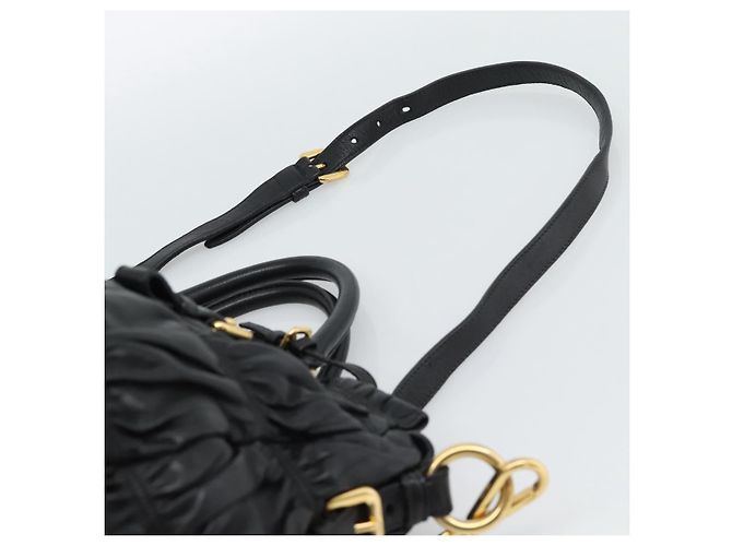 Borsa a Mano PRADA Gathered in Pelle 2way Nero Oro Auth 188842V D'oro - vista 15