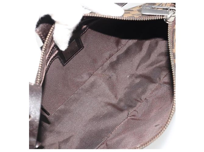 FENDI Zucca Canvas Mamma Baguette Shoulder Bag Black Silver Brown Auth 187689SAM Castaño Negro Plata - vista 10