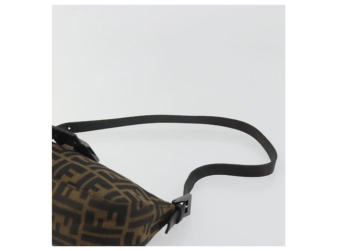 FENDI Zucca Canvas Mamma Baguette Shoulder Bag Black Silver Brown Auth 187689SAM Castaño Negro Plata - vista 14