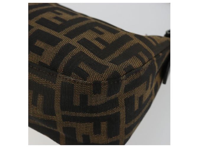 FENDI Zucca Canvas Mamma Baguette Shoulder Bag Black Silver Brown Auth 187689SAM Castaño Negro Plata - vista 17