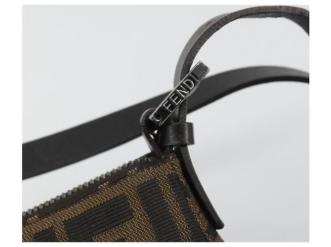 FENDI Zucca Canvas Mamma Baguette Shoulder Bag Black Silver Brown Auth 187689SAM Castaño Negro Plata - vista 19