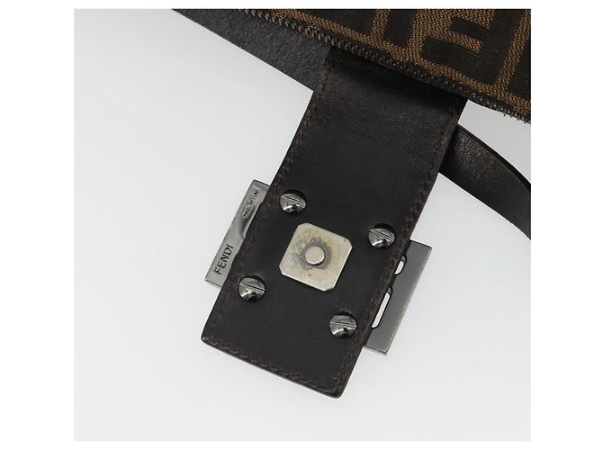 FENDI Zucca Canvas Mamma Baguette Shoulder Bag Black Silver Brown Auth 187689SAM Castaño Negro Plata - vista 21