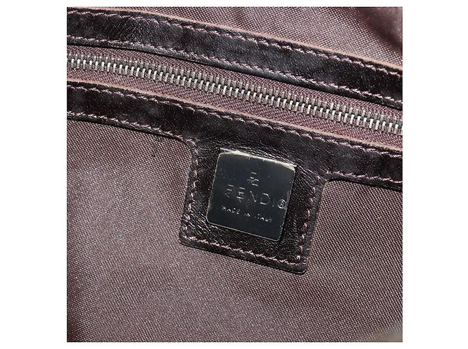 FENDI Zucca Canvas Mamma Baguette Shoulder Bag Black Silver Brown Auth 187689SAM Castaño Negro Plata - vista 22