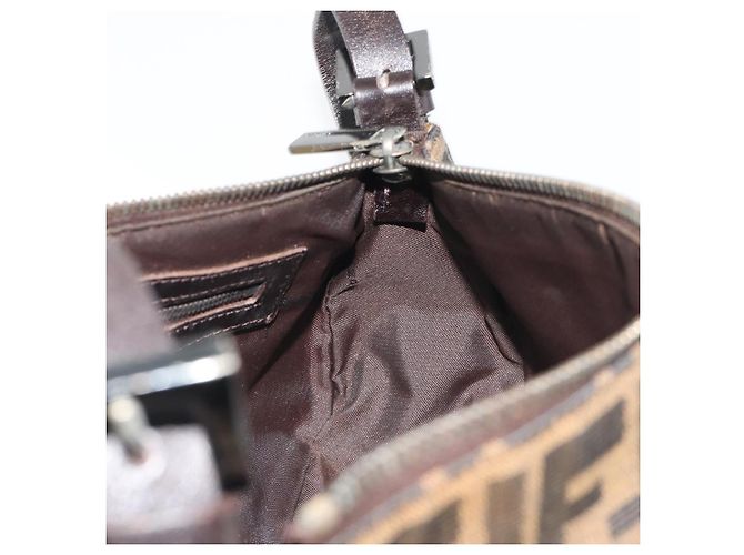 FENDI Zucca Canvas Mamma Baguette Shoulder Bag Black Silver Brown Auth 187689SAM Castaño Negro Plata - vista 23