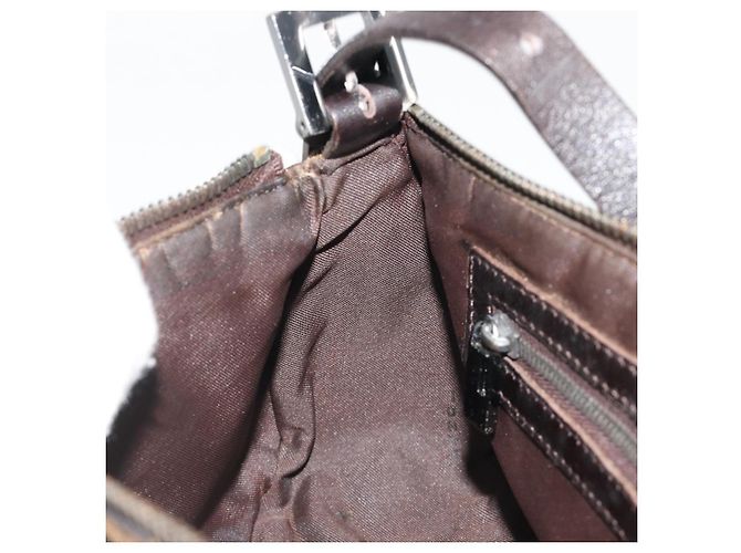 FENDI Zucca Canvas Mamma Baguette Shoulder Bag Black Silver Brown Auth 187689SAM Castaño Negro Plata - vista 24