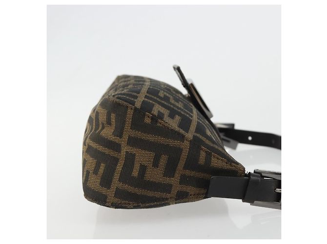 FENDI Zucca Canvas Mamma Baguette Shoulder Bag Black Silver Brown Auth 187689SAM Castaño Negro Plata - vista 3