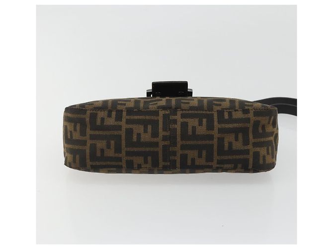 FENDI Zucca Canvas Mamma Baguette Shoulder Bag Black Silver Brown Auth 187689SAM Castaño Negro Plata - vista 5