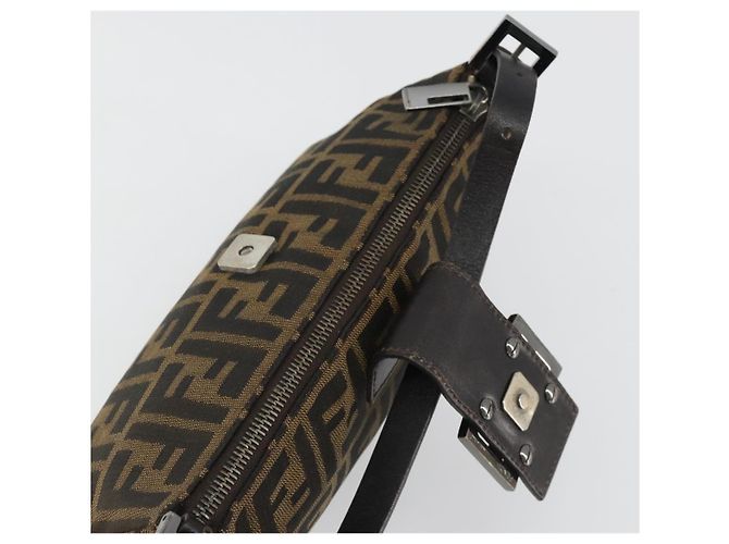 FENDI Zucca Canvas Mamma Baguette Shoulder Bag Black Silver Brown Auth 187689SAM Castaño Negro Plata - vista 8