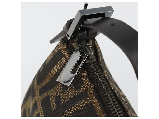 FENDI Zucca Canvas Mamma Baguette Shoulder Bag Black Silver Brown Auth 187689SAM Castaño Negro Plata - vista 9