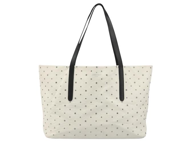 Jimmy Choo Studs Tote Bag Leder Weiß Silber Auth BA13552 - Ansicht 13