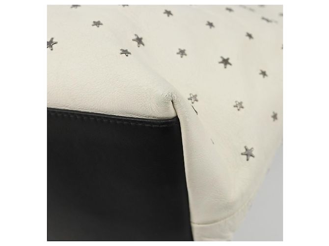 Jimmy Choo Studs Tote Bag Leder Weiß Silber Auth BA13552 - Ansicht 16