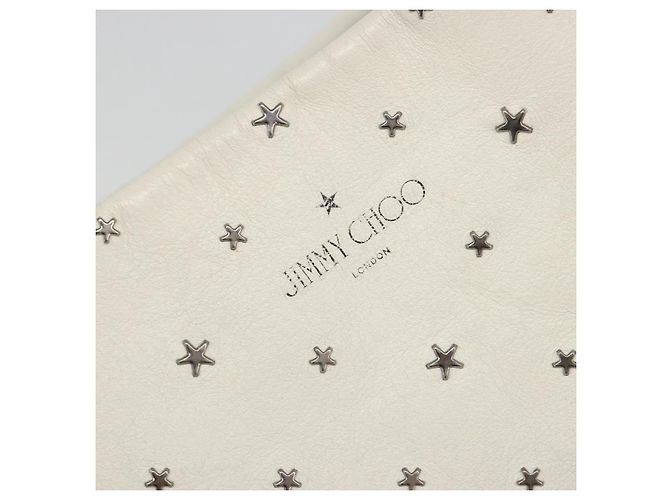 Jimmy Choo Studs Tote Bag Leder Weiß Silber Auth BA13552 - Ansicht 17