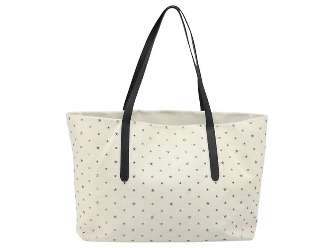 Jimmy Choo Studs Tote Bag Leder Weiß Silber Auth BA13552 - Ansicht 2