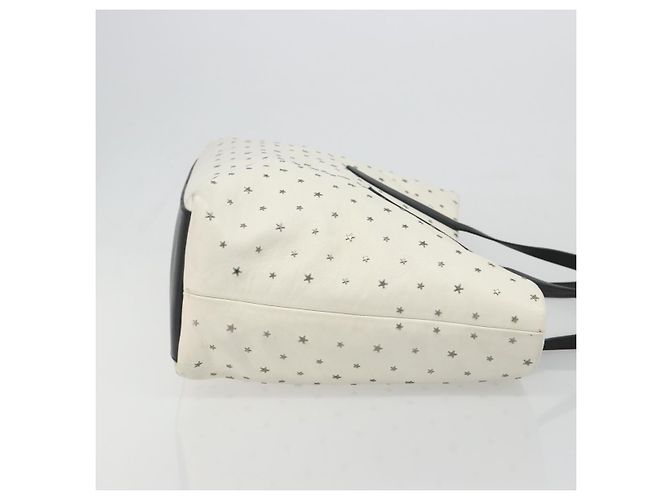 Jimmy Choo Studs Tote Bag Leder Weiß Silber Auth BA13552 - Ansicht 3