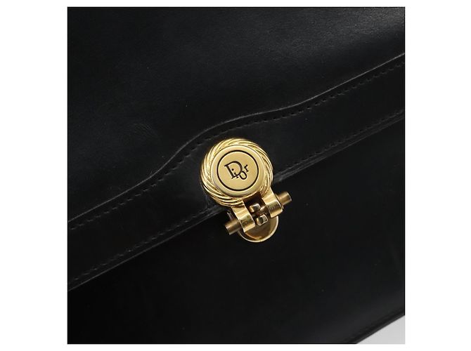 Borsa a Spalla Christian Dior in Pelle Nera e Oro Auth 188255 Nero D'oro - vista 17