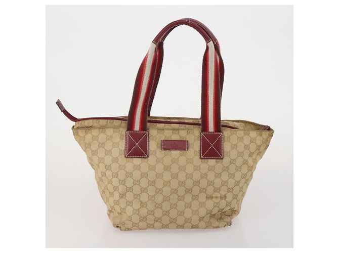 Salvatore Ferragamo Gucci GG Canvas Sherry Line Bag Nylon 2 Set Auth ar13970 Beige - vue 2