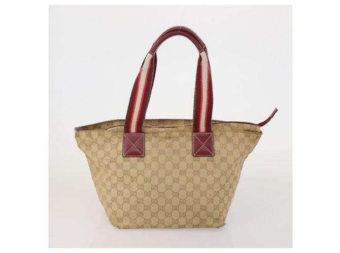 Salvatore Ferragamo Gucci GG Canvas Sherry Line Bag Nylon 2 Set Auth ar13970 Beige - vue 3