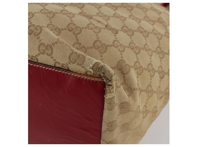 Salvatore Ferragamo Gucci GG Canvas Sherry Line Bag Nylon 2 Set Auth ar13970 Beige - vue 8