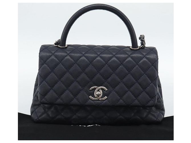 Borsa a mano CHANEL Matelasse Chain Caviar Navy Silver CC 2way ka4899SAM Argento Blu navy - vista 12