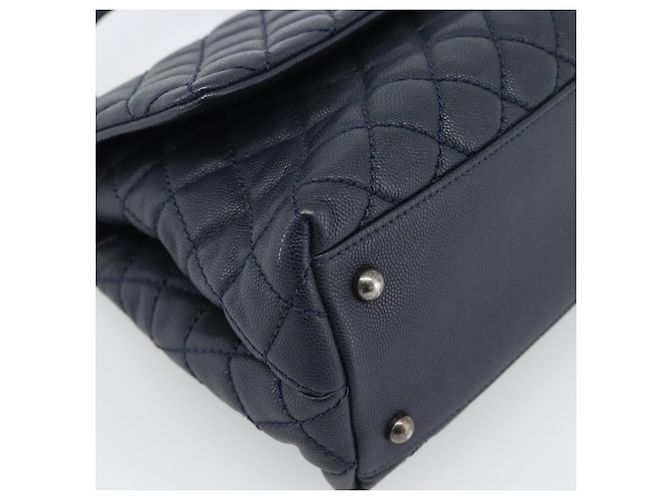 Borsa a mano CHANEL Matelasse Chain Caviar Navy Silver CC 2way ka4899SAM Argento Blu navy - vista 16