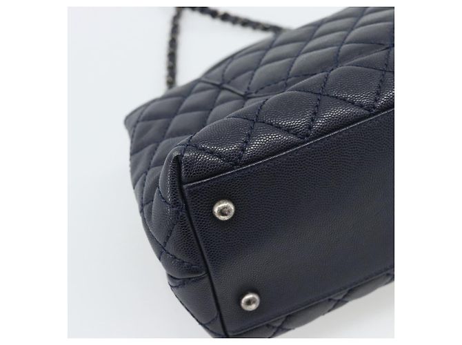 Borsa a mano CHANEL Matelasse Chain Caviar Navy Silver CC 2way ka4899SAM Argento Blu navy - vista 18