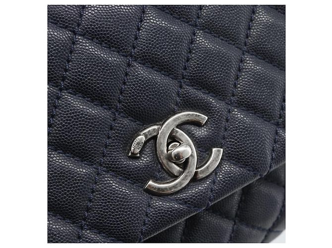 Borsa a mano CHANEL Matelasse Chain Caviar Navy Silver CC 2way ka4899SAM Argento Blu navy - vista 19