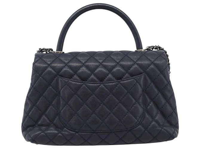 Borsa a mano CHANEL Matelasse Chain Caviar Navy Silver CC 2way ka4899SAM Argento Blu navy - vista 2