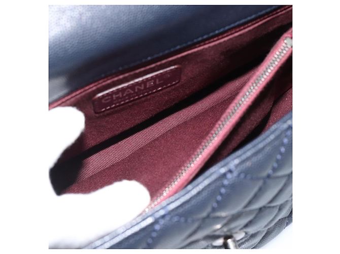 Borsa a mano CHANEL Matelasse Chain Caviar Navy Silver CC 2way ka4899SAM Argento Blu navy - vista 25