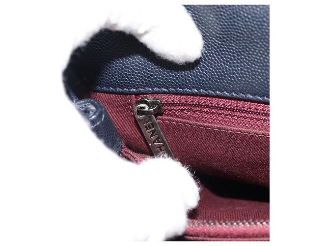 Borsa a mano CHANEL Matelasse Chain Caviar Navy Silver CC 2way ka4899SAM Argento Blu navy - vista 26