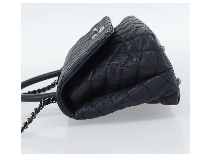 Borsa a mano CHANEL Matelasse Chain Caviar Navy Silver CC 2way ka4899SAM Argento Blu navy - vista 3