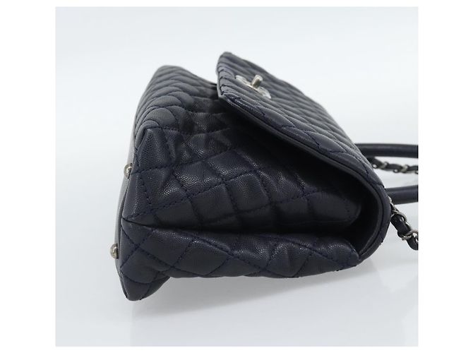 Borsa a mano CHANEL Matelasse Chain Caviar Navy Silver CC 2way ka4899SAM Argento Blu navy - vista 4
