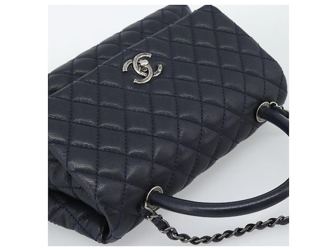 Borsa a mano CHANEL Matelasse Chain Caviar Navy Silver CC 2way ka4899SAM Argento Blu navy - vista 6