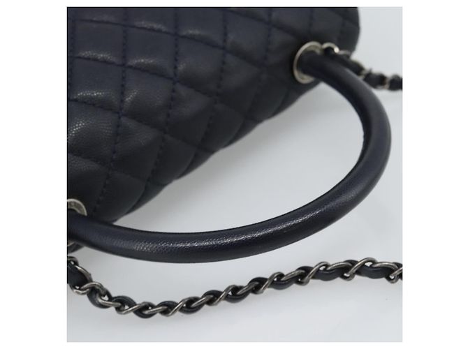 Borsa a mano CHANEL Matelasse Chain Caviar Navy Silver CC 2way ka4899SAM Argento Blu navy - vista 7