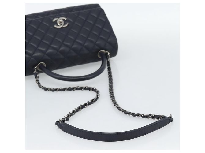 Borsa a mano CHANEL Matelasse Chain Caviar Navy Silver CC 2way ka4899SAM Argento Blu navy - vista 8