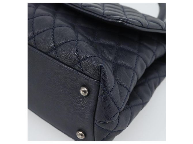 Borsa a mano CHANEL Matelasse Chain Caviar Navy Silver CC 2way ka4899SAM Argento Blu navy - vista 9