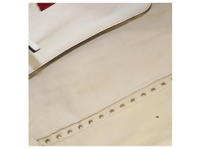 VALENTINO Studs Tote Bag Leder 2way White Gold Auth BA13505 Weiß Golden - Ansicht 10