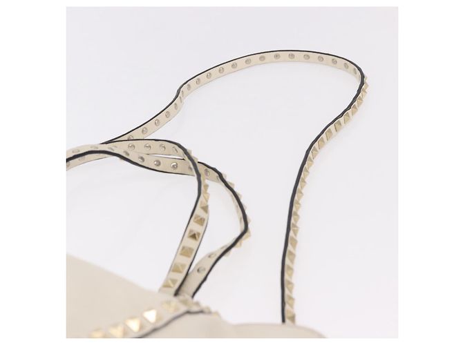VALENTINO Studs Tote Bag Leder 2way White Gold Auth BA13505 Weiß Golden - Ansicht 15