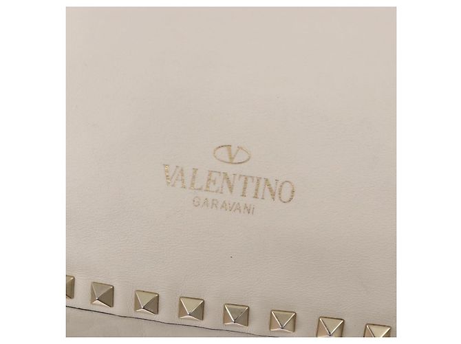 VALENTINO Studs Tote Bag Leder 2way White Gold Auth BA13505 Weiß Golden - Ansicht 19