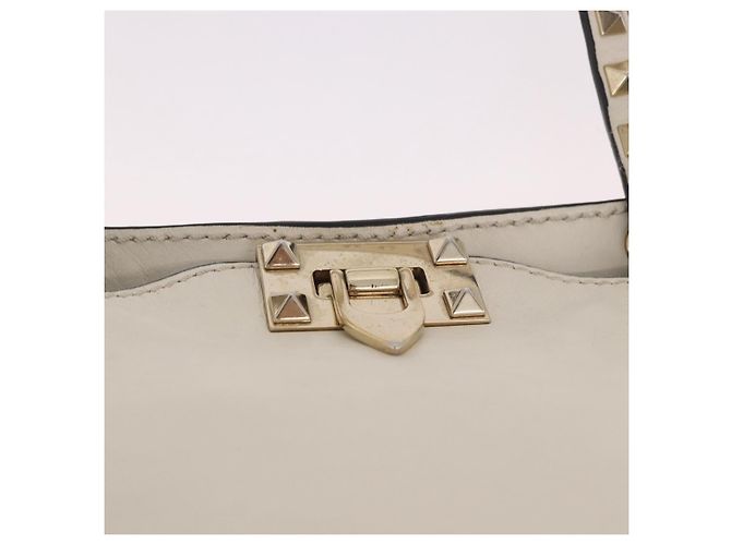 VALENTINO Studs Tote Bag Leder 2way White Gold Auth BA13505 Weiß Golden - Ansicht 20