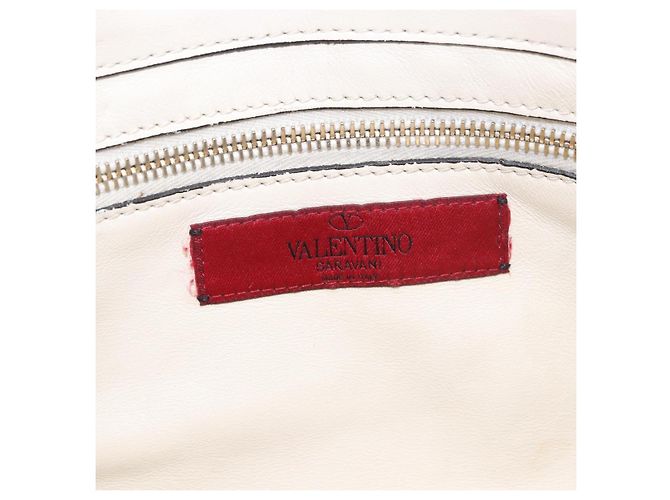 VALENTINO Studs Tote Bag Leder 2way White Gold Auth BA13505 Weiß Golden - Ansicht 21