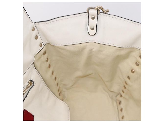 VALENTINO Studs Tote Bag Leder 2way White Gold Auth BA13505 Weiß Golden - Ansicht 22